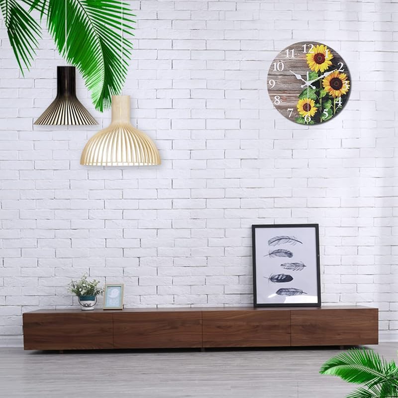 Reloj pared redondo girasol 14pulg silencioso sin tictac