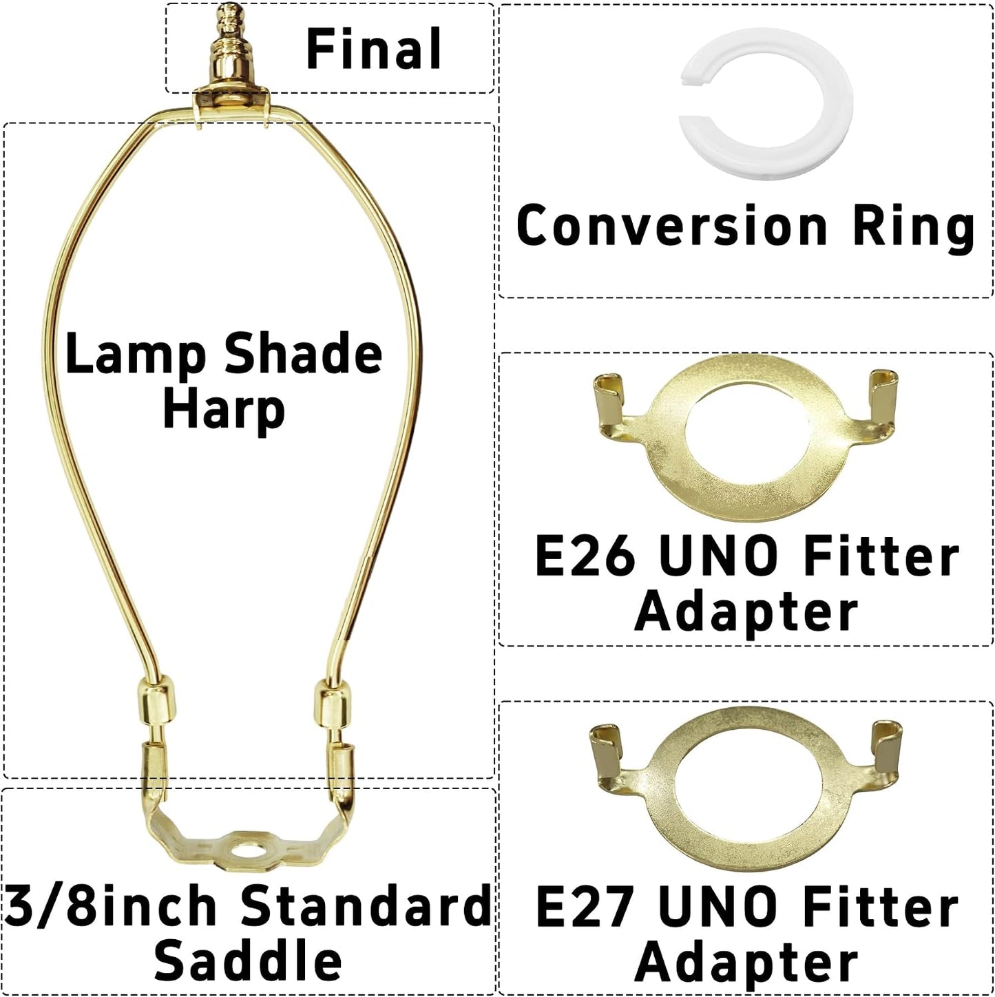 2 Pzas Soporte Arpa Lámpara 9pulg E14 E26 E27 Dorado