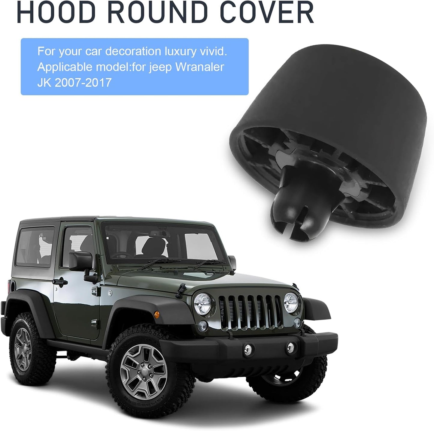 2 Tapones Capó Jeep Wrangler JK 07-17 Muelle Goma Negro