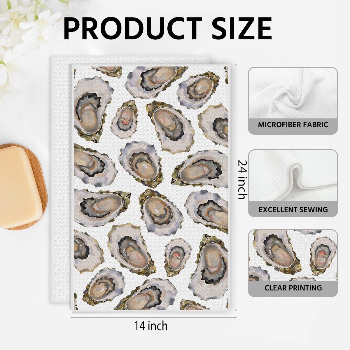 Toallas de cocina vintage oyster 14x24 pulgadas microfibra para baño y cocina regalo housewarming
