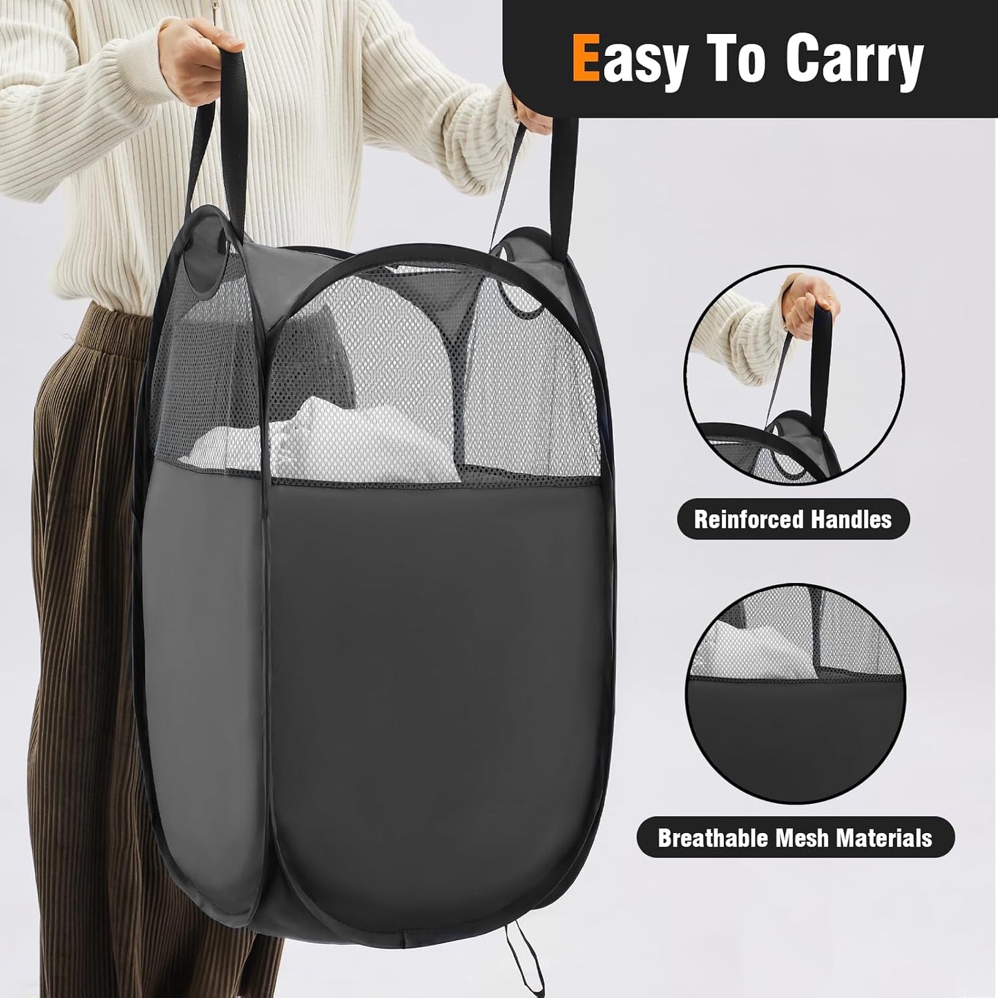 Cesta plegable para ropa sucia con asas reforzadas pack 2
