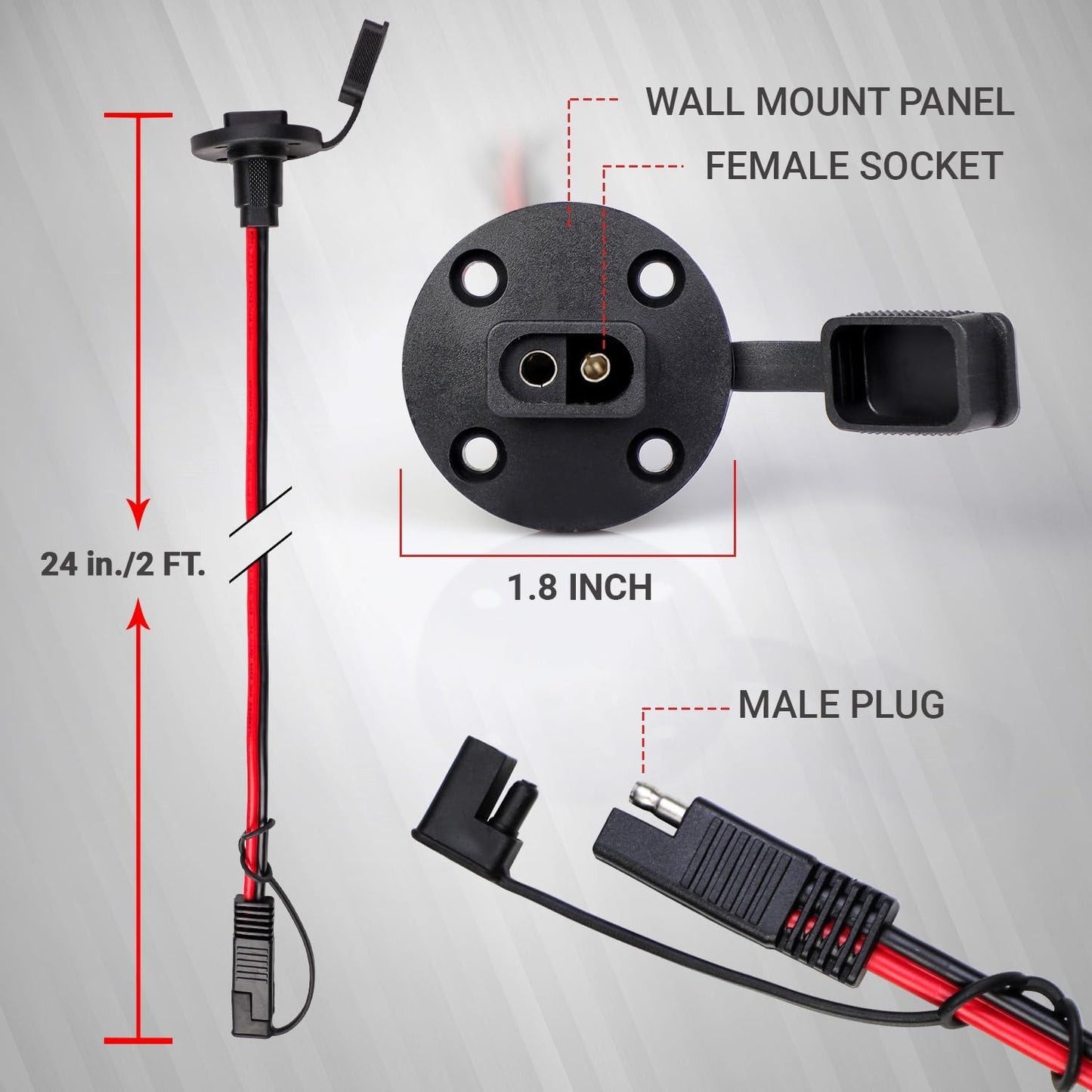 Conector SAE 10 AWG enchufe panel solar 2 pines