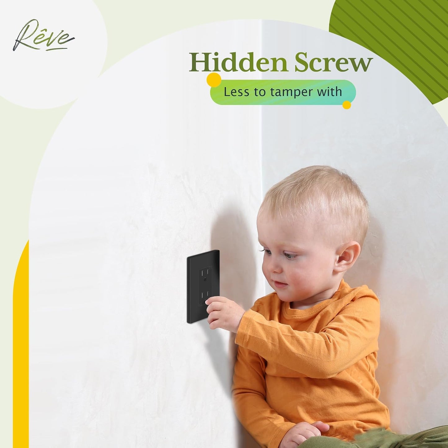 Placas decorativas pared seguras niños 4.5x2.75" negro