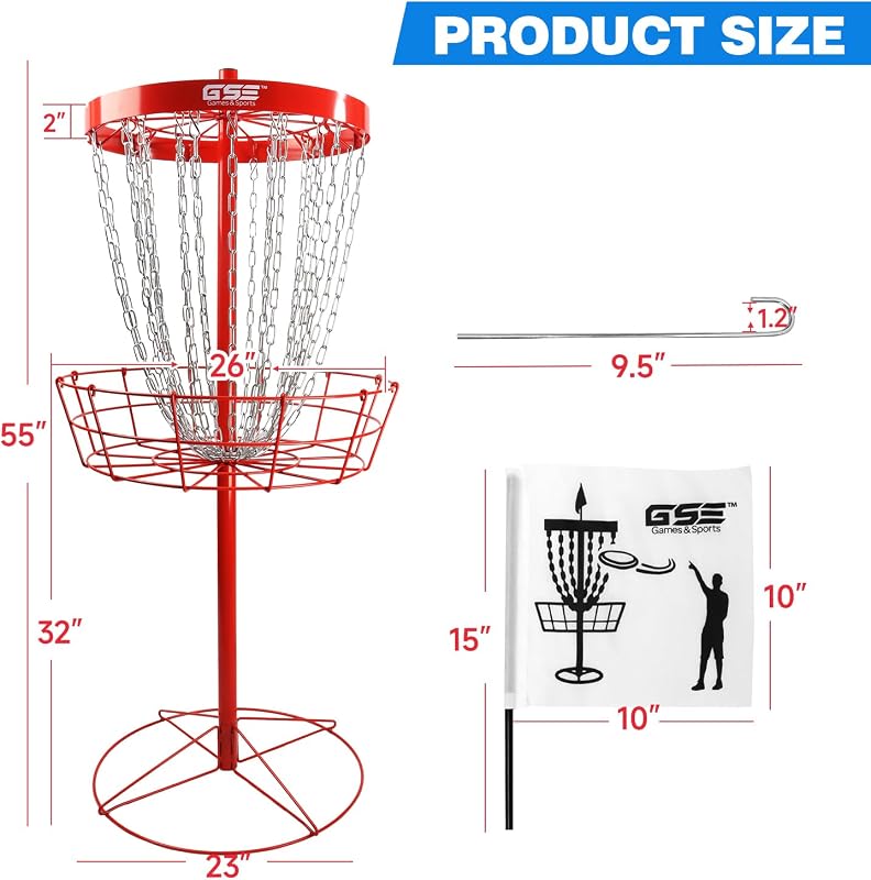 Cesta portátil golf disco 12/24 cadenas metal para exterior