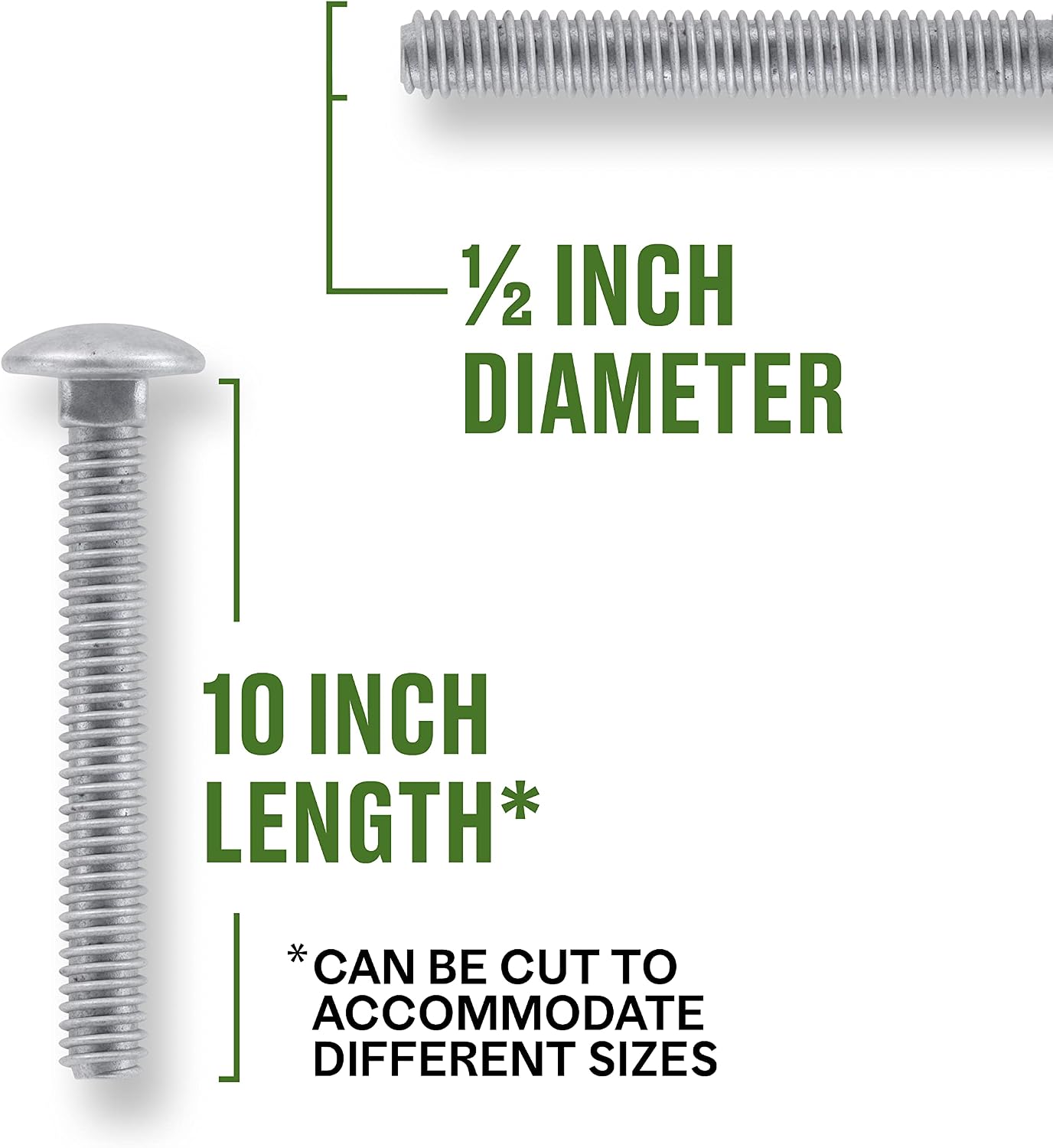 Perno para Carro de 1/2x10 en Acero Inox Resistente