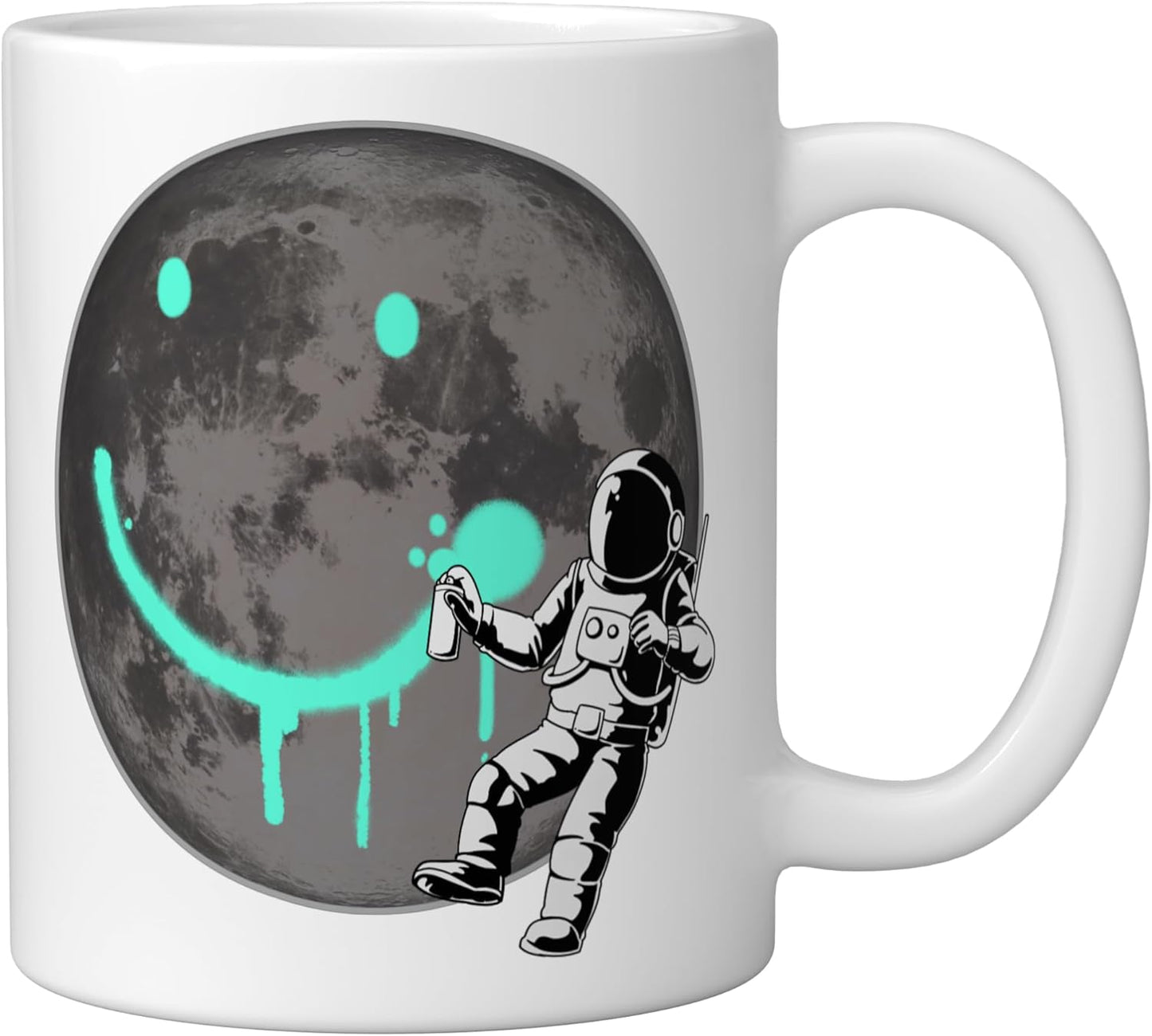 Taza Cerámica Astronauta Sonrisa Planeta Blanco