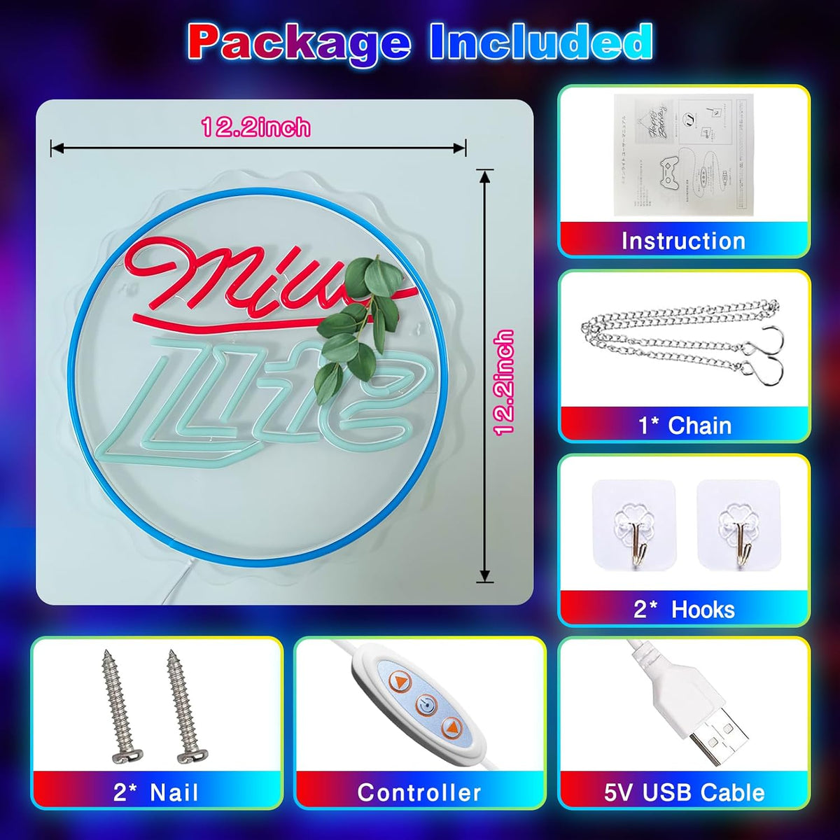 Letrero neón LED regulable para barra dormitorio hogar fiesta