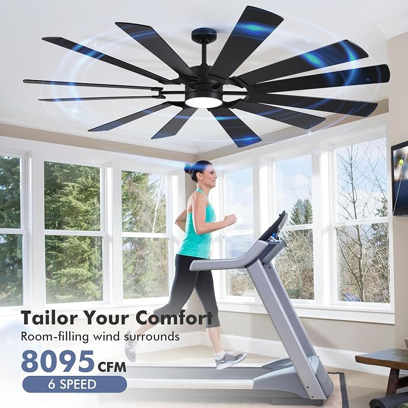 Ventilador techo 72pulg luz mando 12 hojas walnut/black