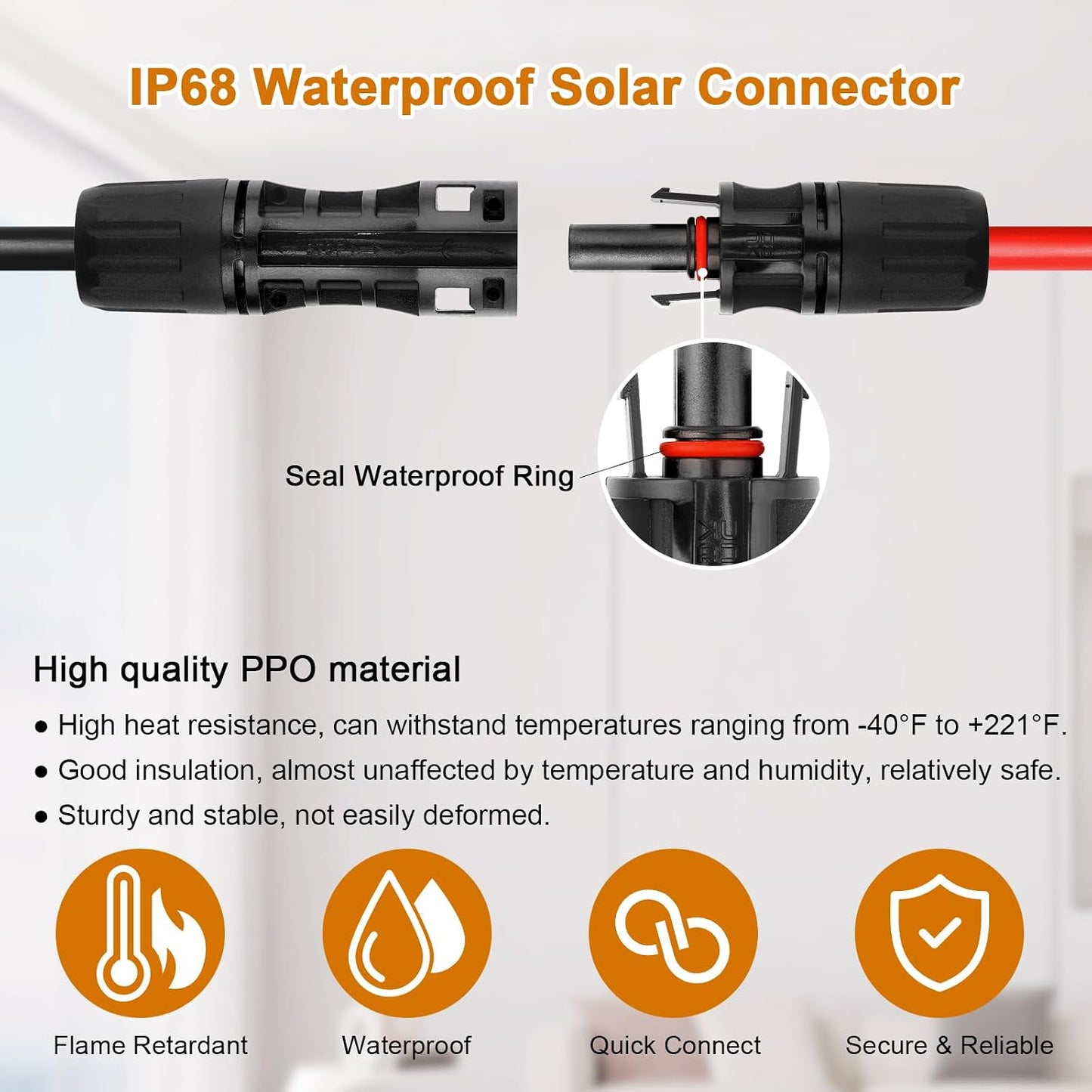 Cable solar 8awg 8ft con conectores impermeables para RV
