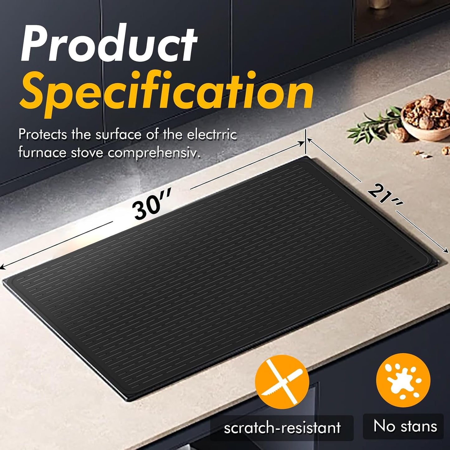 Cubierta estufa eléctrica 30x21pulg silicona placa inducción