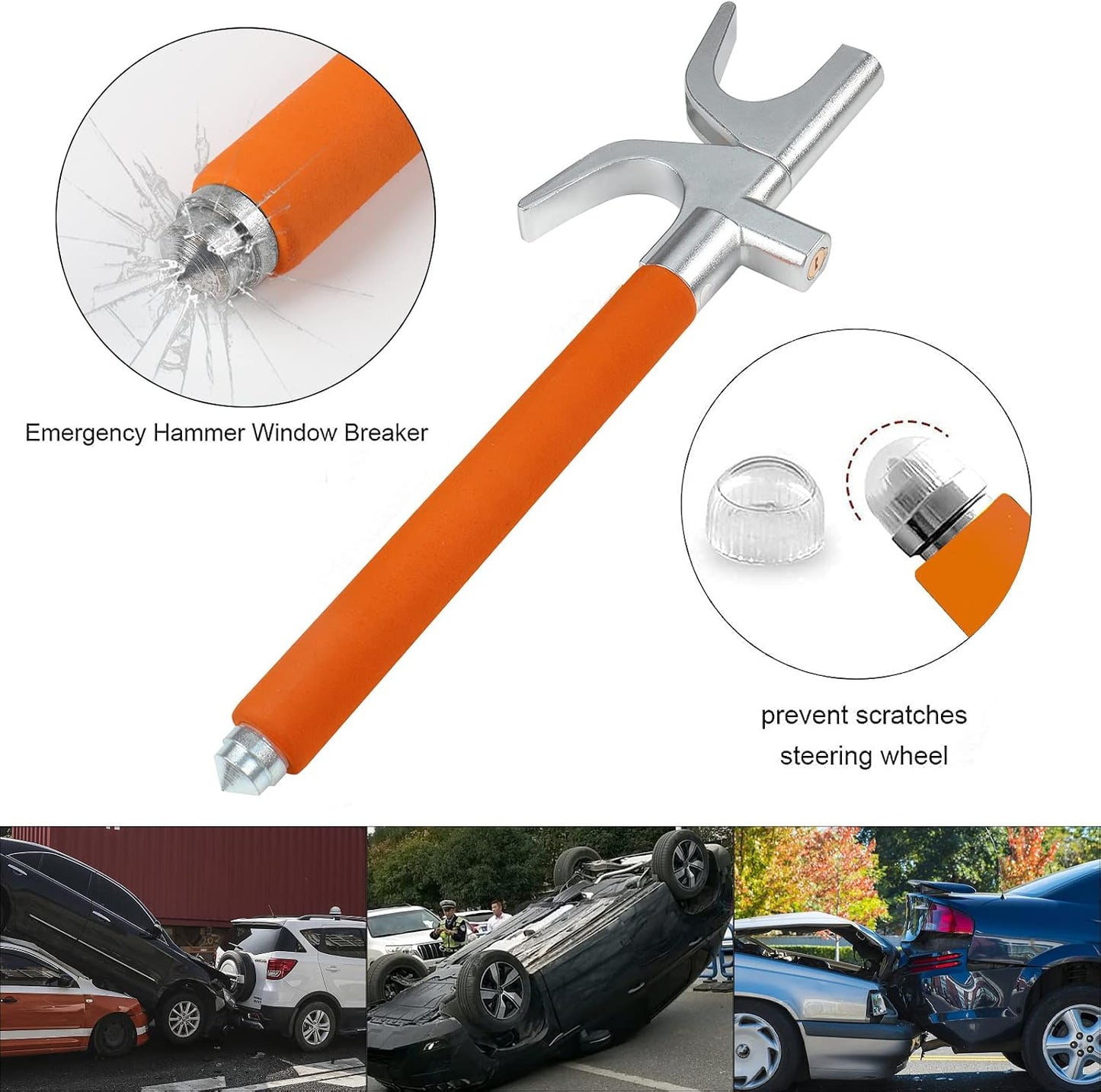 Cerradura volante auto antirrobo ajustable 3 llaves naranja