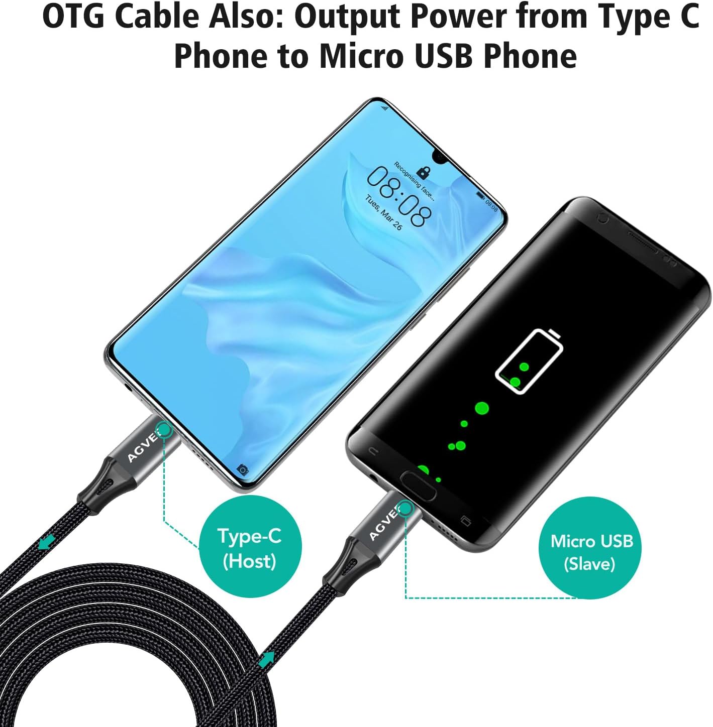 Cable USB-C a Micro USB 6.6ft chapado oro para PS4 Kindle