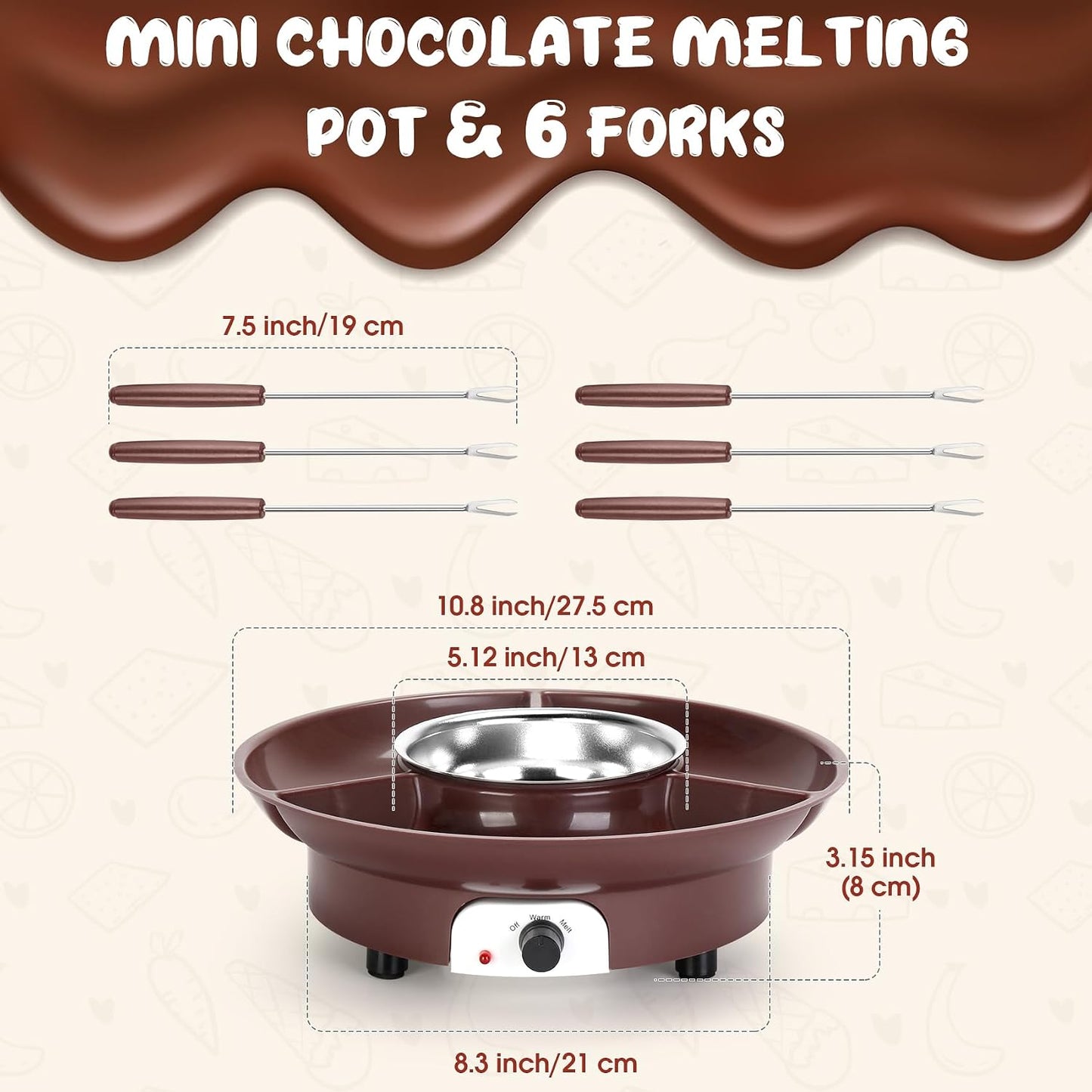 Juego fondue eléctrica 10oz con 6 tenedores
