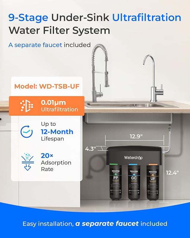 Sistema filtro agua 9 capas debajo fregadero 0.01μm