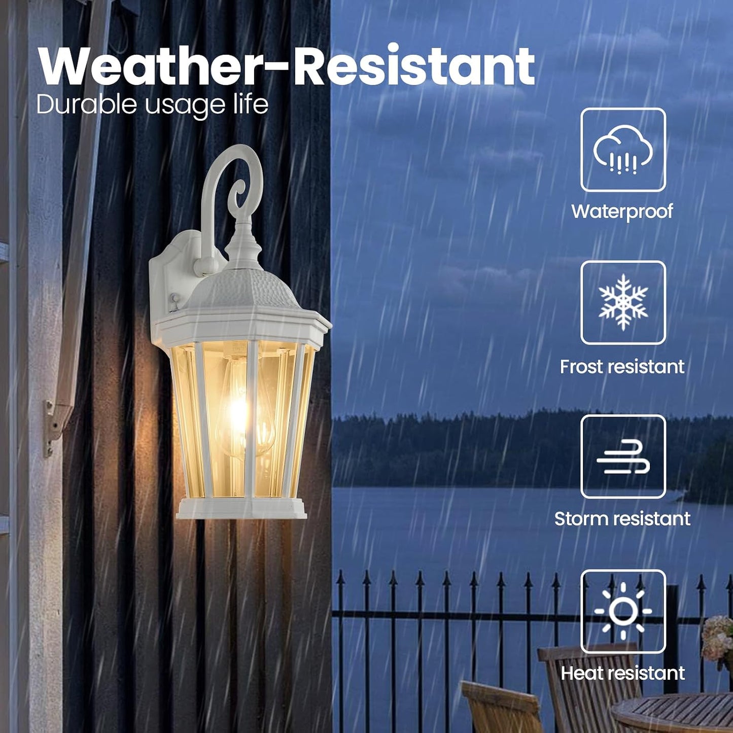 Farol pared exterior resistente agua blanco vidrio
