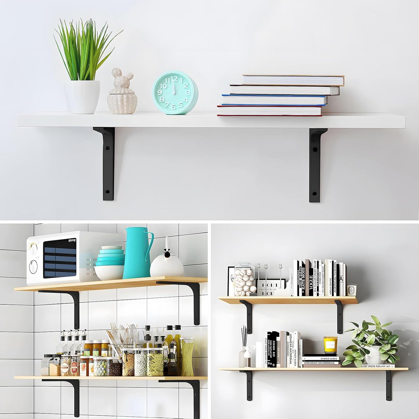 Soportes pared hierro 4x4 pulg 4 Pzas negro