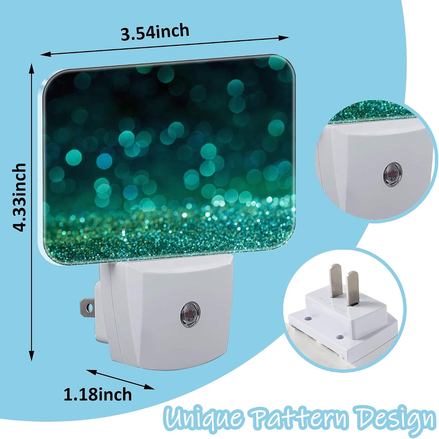 Lámpara noche LED pared purpurina verde sensor