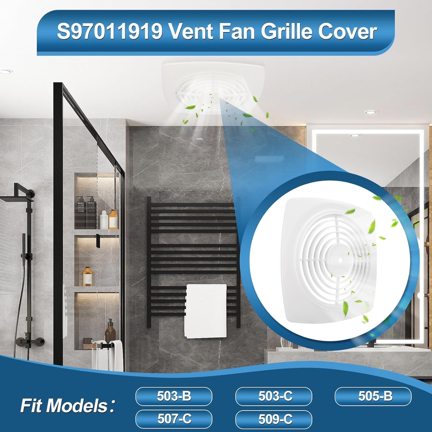 Reemplazo cubierta ventilador escape baño cocina 11-1/2pulg