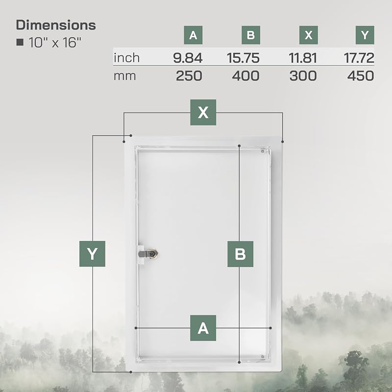 Panel acceso metal bloqueable 10x16" con llave