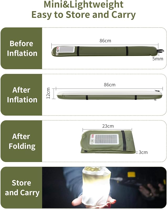 Linterna solar inflable LED recargable IP66 campamento