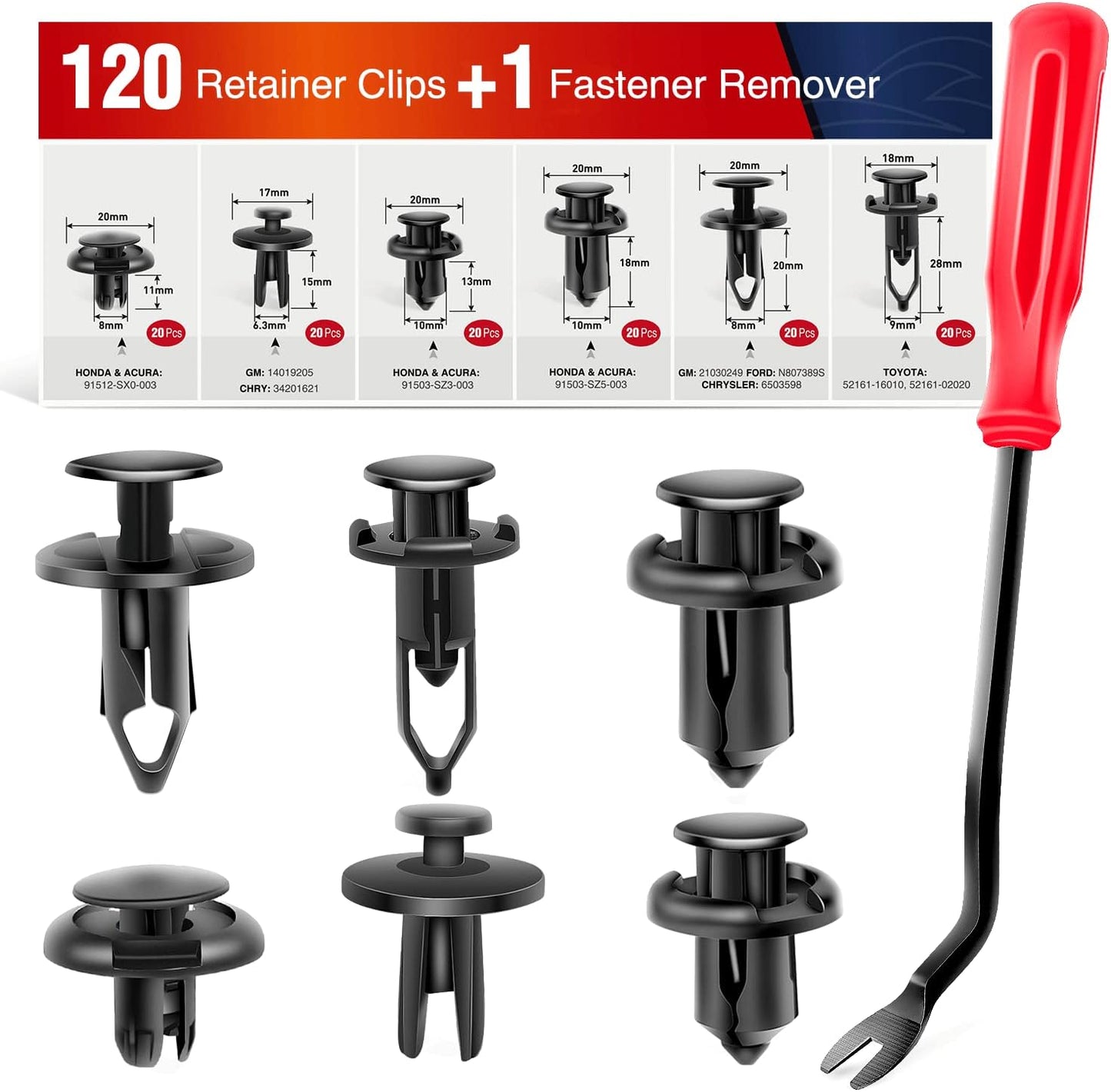 Pinzas retención para parachoques GM Ford Toyota Honda Chrysler