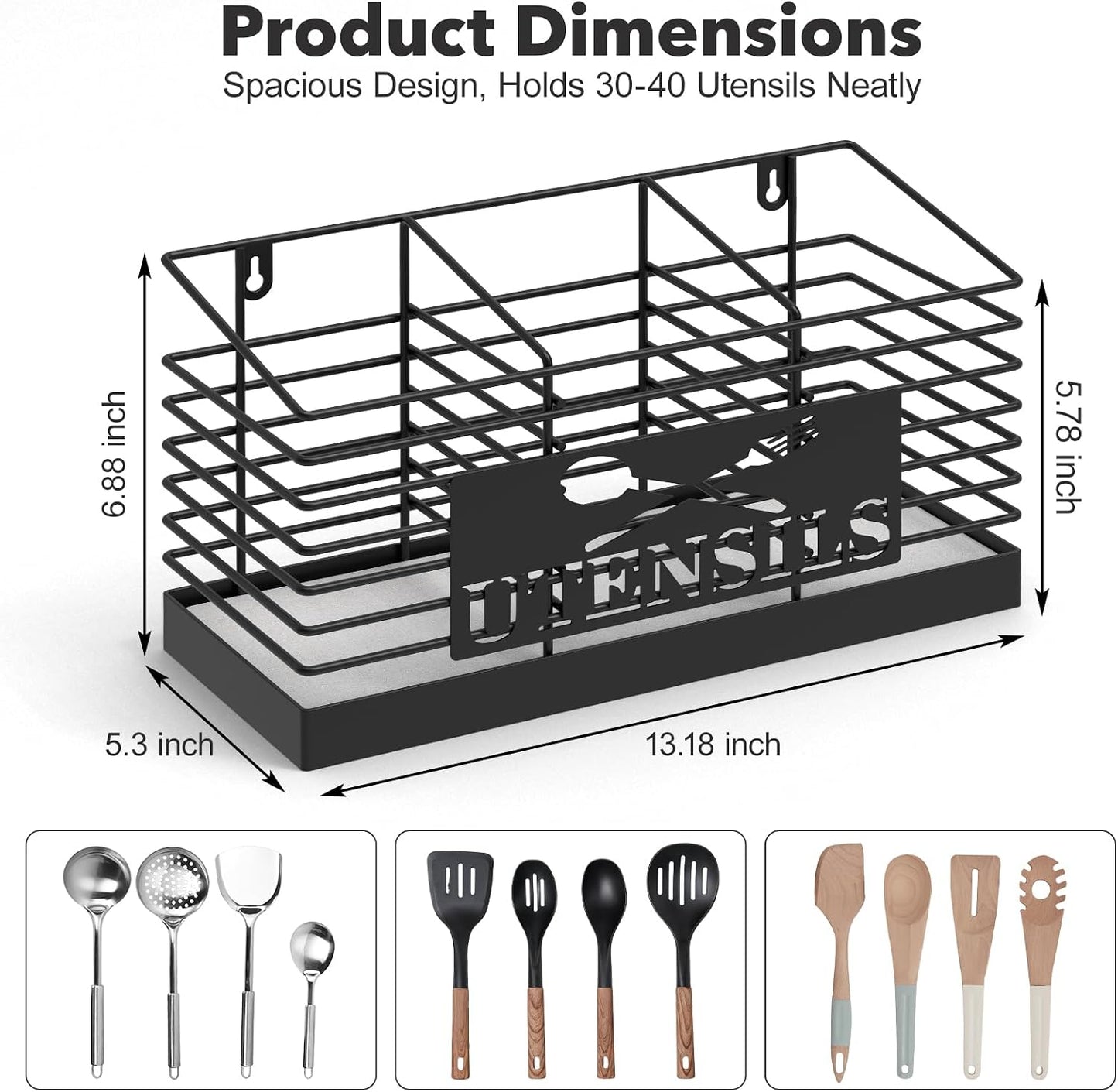 Soporte utensilios cocina 3 compartimentos base diatomeas