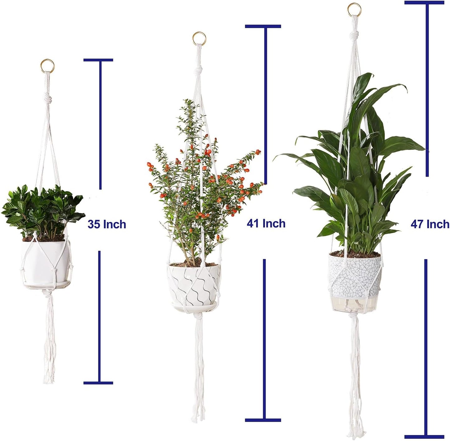 3 Colgadores Macramé para Plantas 35-47pulg Cesta Bohemia
