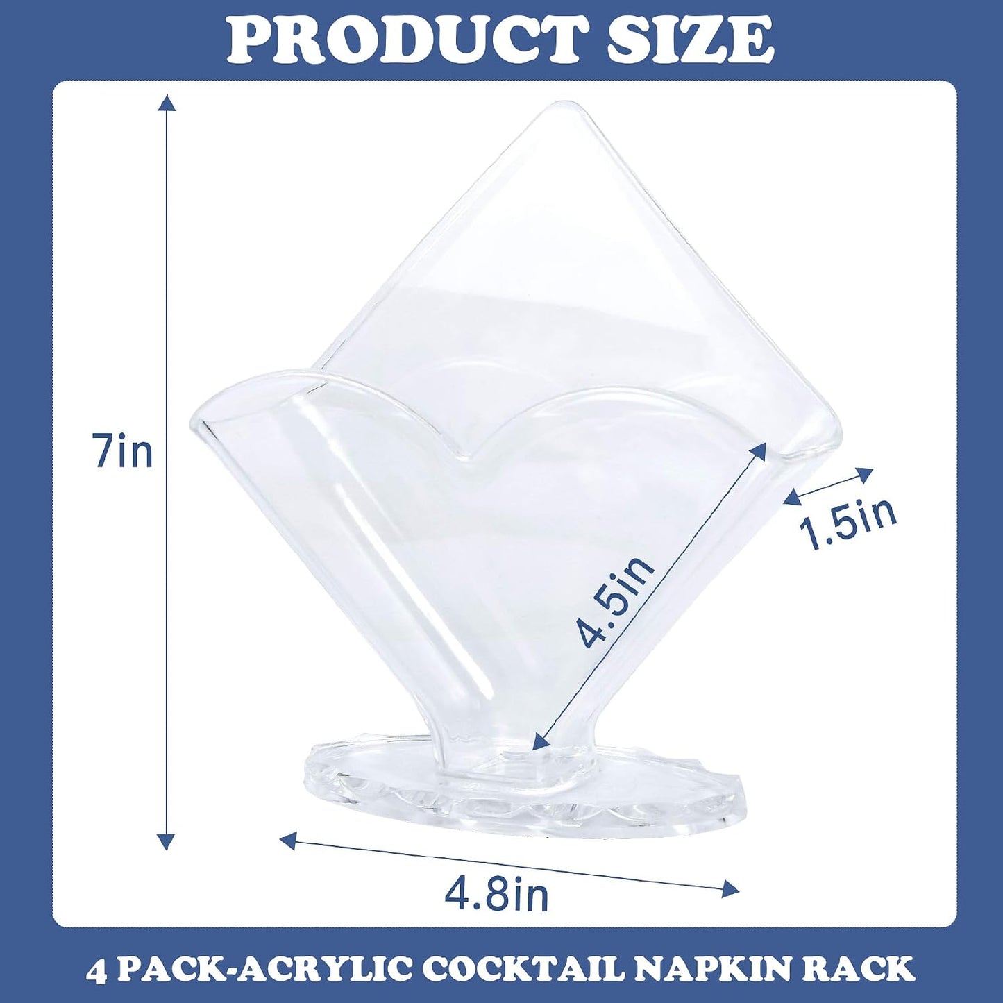 4 Pzas Servilletero Acrílico Transparente Mesa Cocina