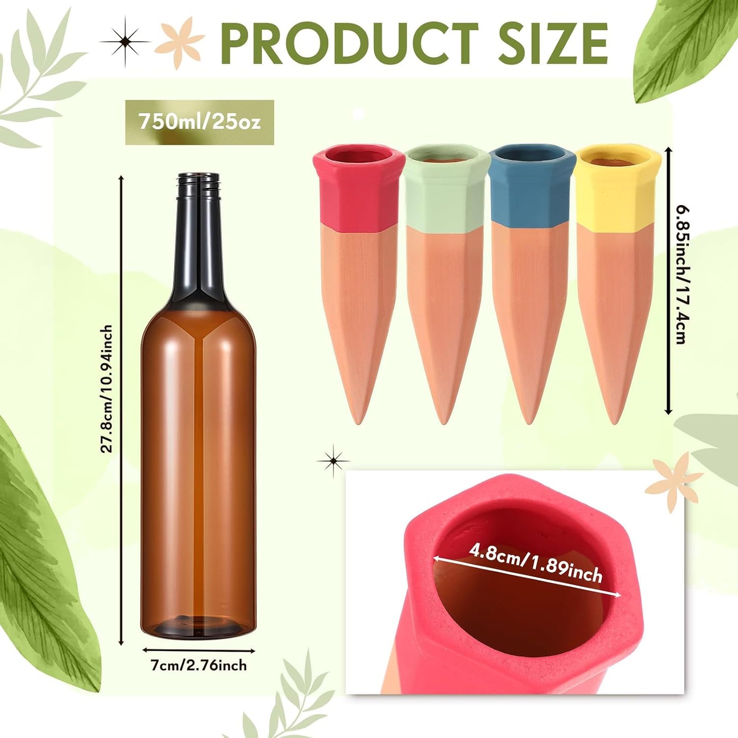 24 Pzas dispositivos riego terracota con botellas 25oz