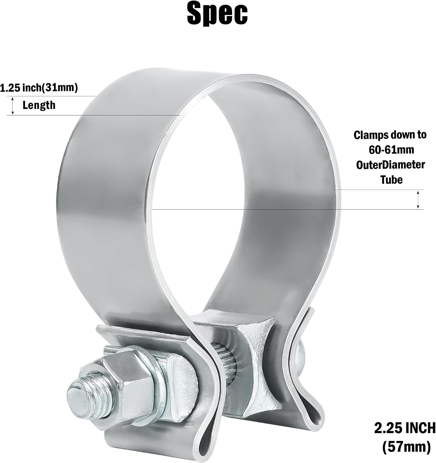 Abrazadera escape 2.25pulg acero inox 304 2pzas