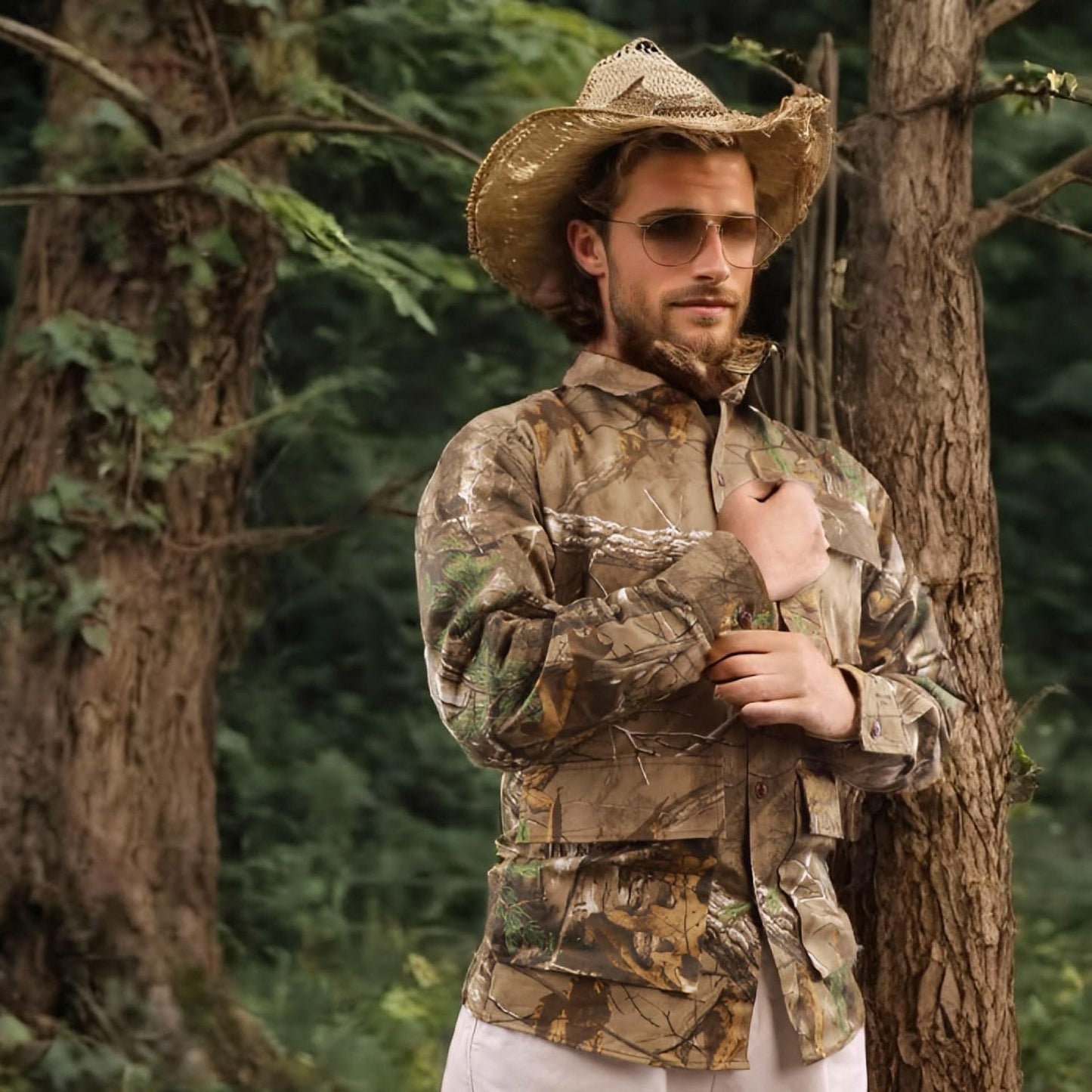 Camiseta camuflaje hombre manga larga para caza