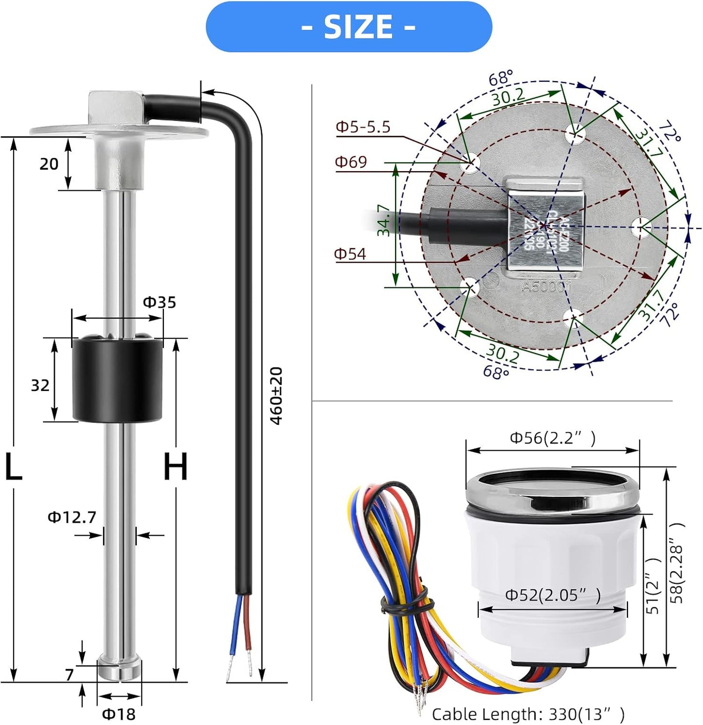 Unidad envío combustible sensor nivel barco 240-33ohm