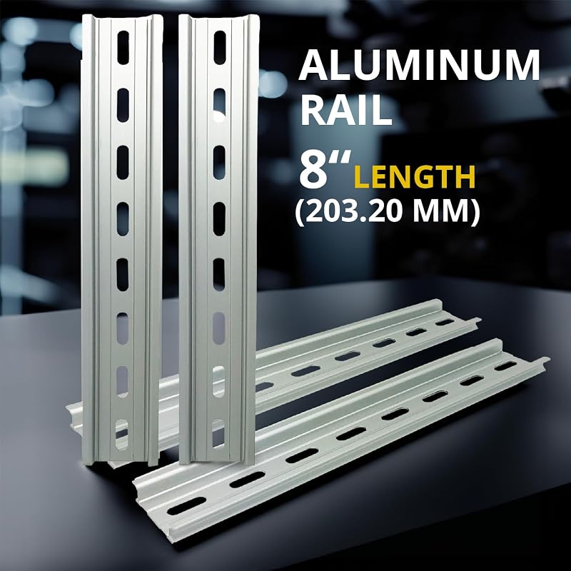 Riel DIN aluminio ranurado 1.378x8pulg plateado 4 pzas