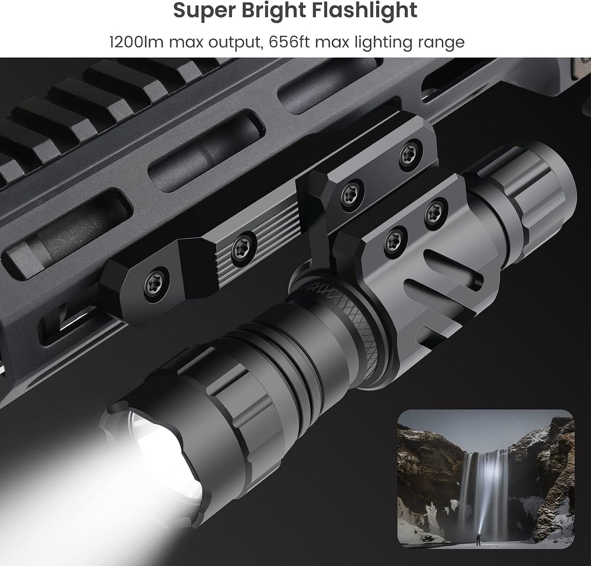 Linterna FL14-MB 1200 lúmenes LED negra mate con soporte