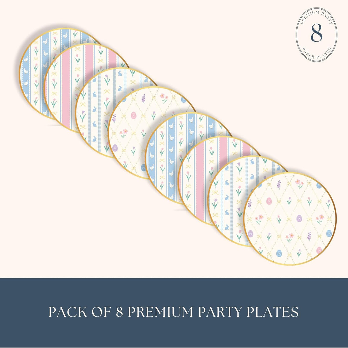 Platos pequeños de papel floral pastel para fiesta de Pascua, paquete de 8
