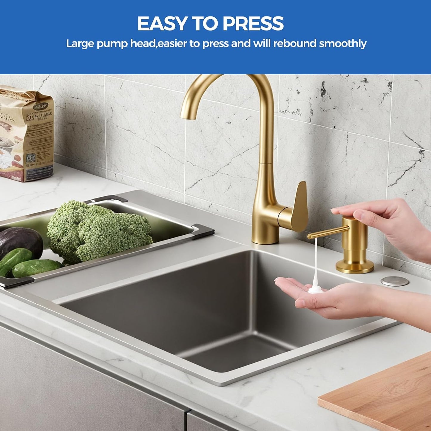 Dispensador jabón fregadero acero inox con tubo 47pulg