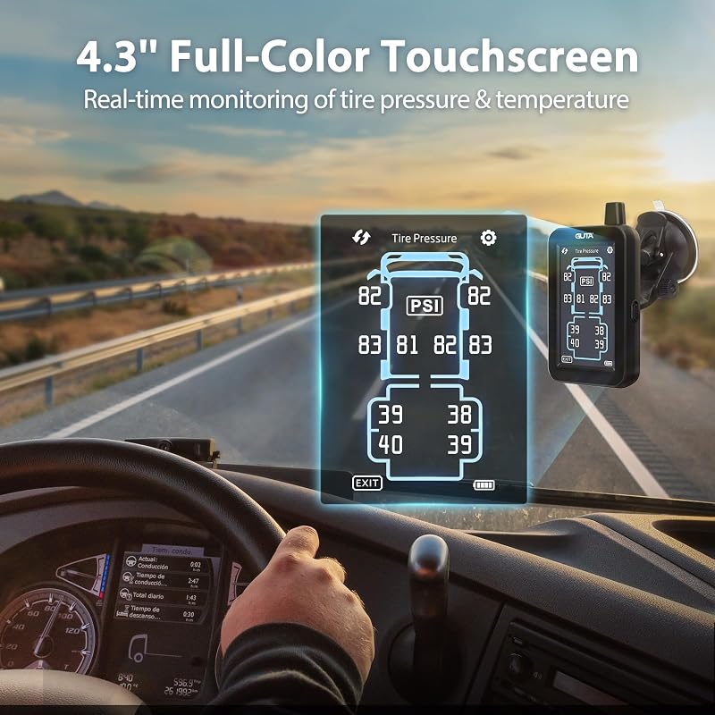 Sistema TPMS RV con pantalla LCD 4.3" 12 sensores