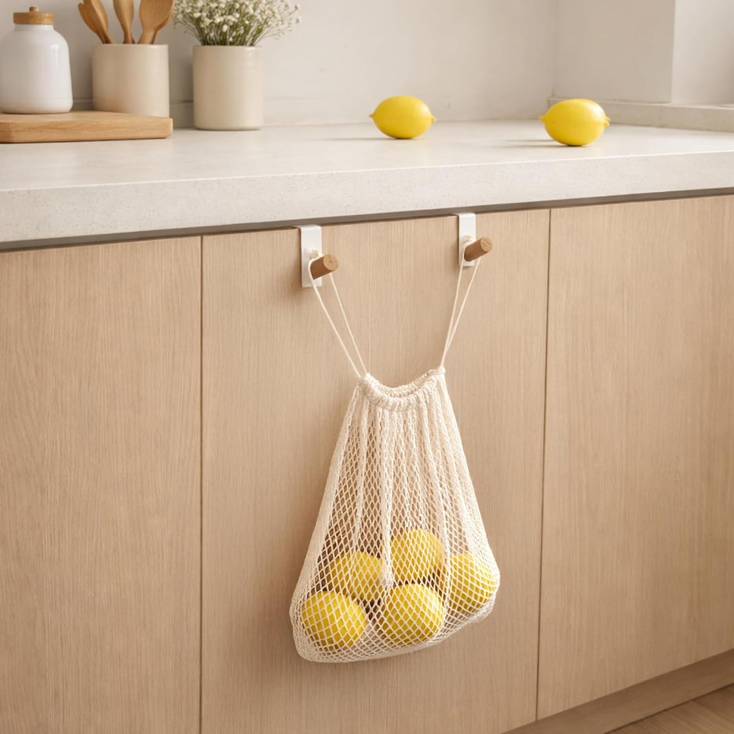 Ganchos puerta cajones cocina baño acero blanco mate 2 Uds