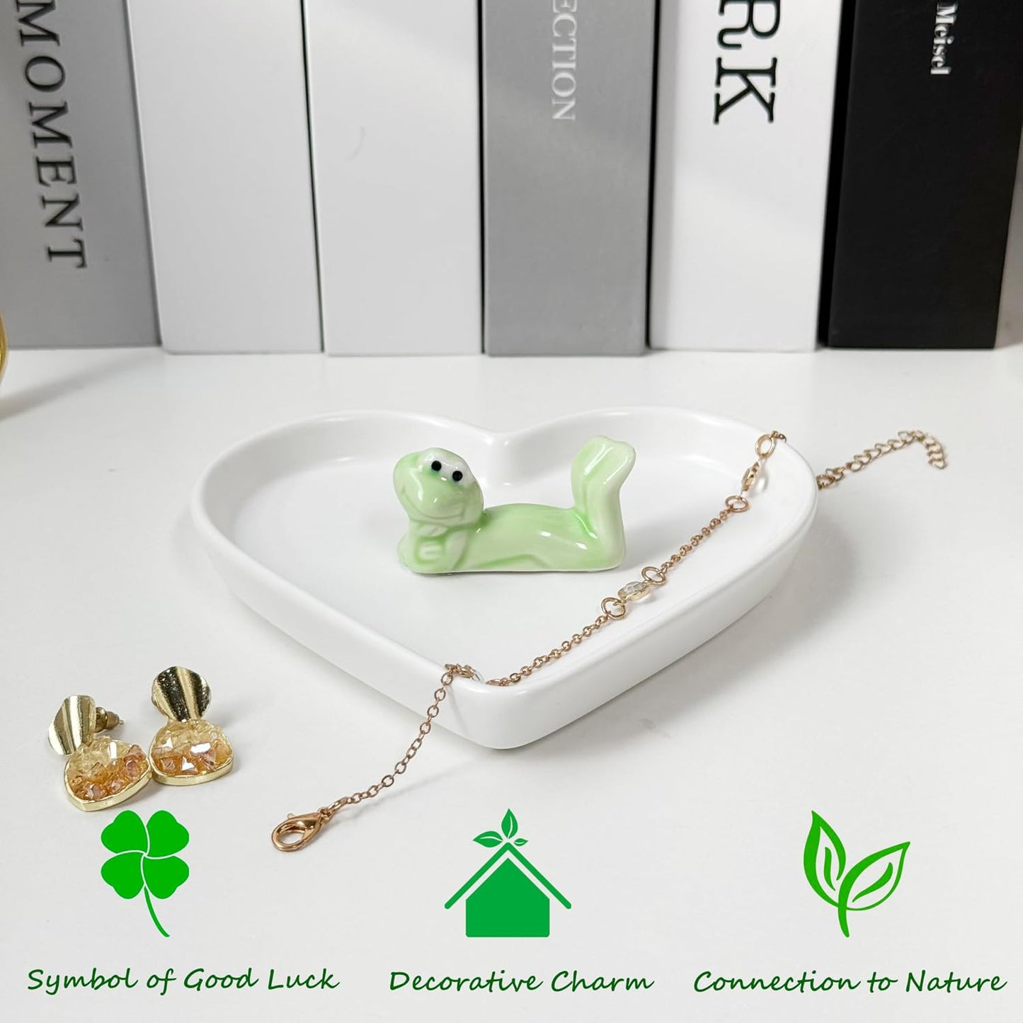 Bandeja cerámica forma corazón soporte anillos decoración