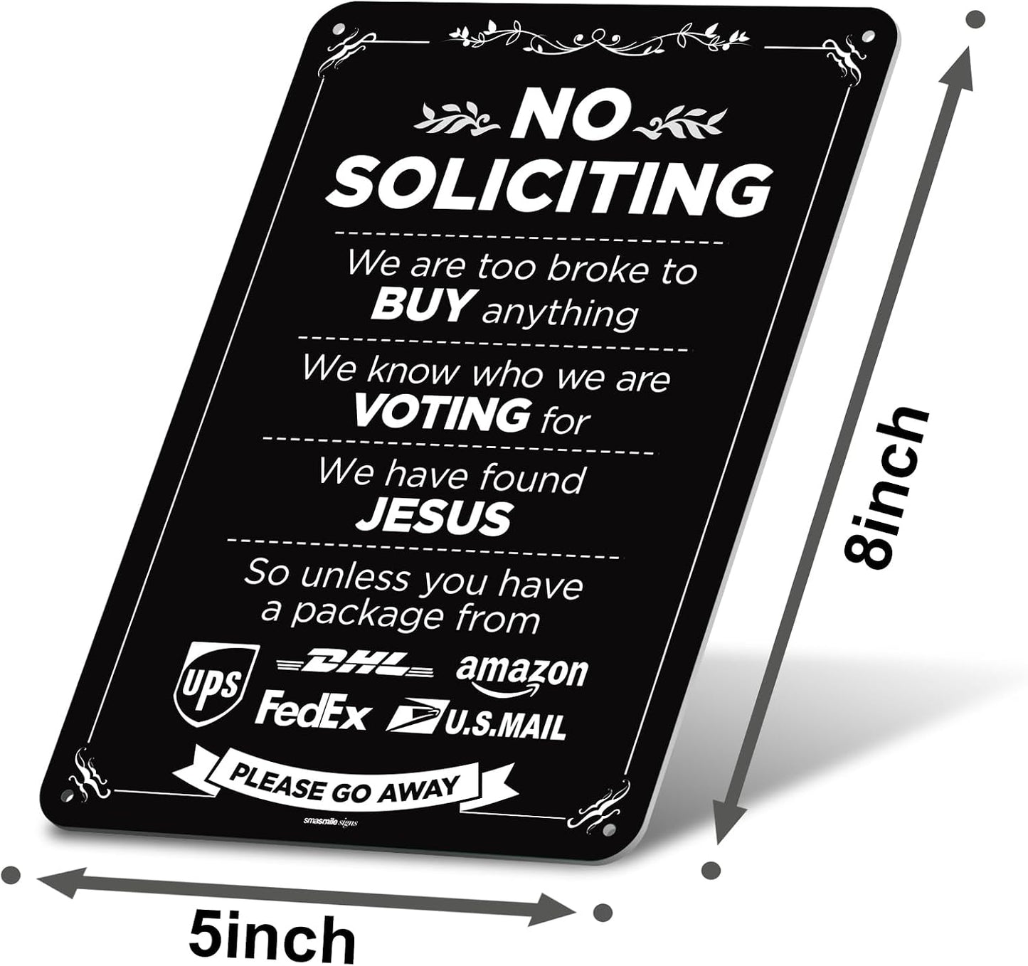 2 Carteles No Solicitar 8x5pulg PVC Resistente Sol