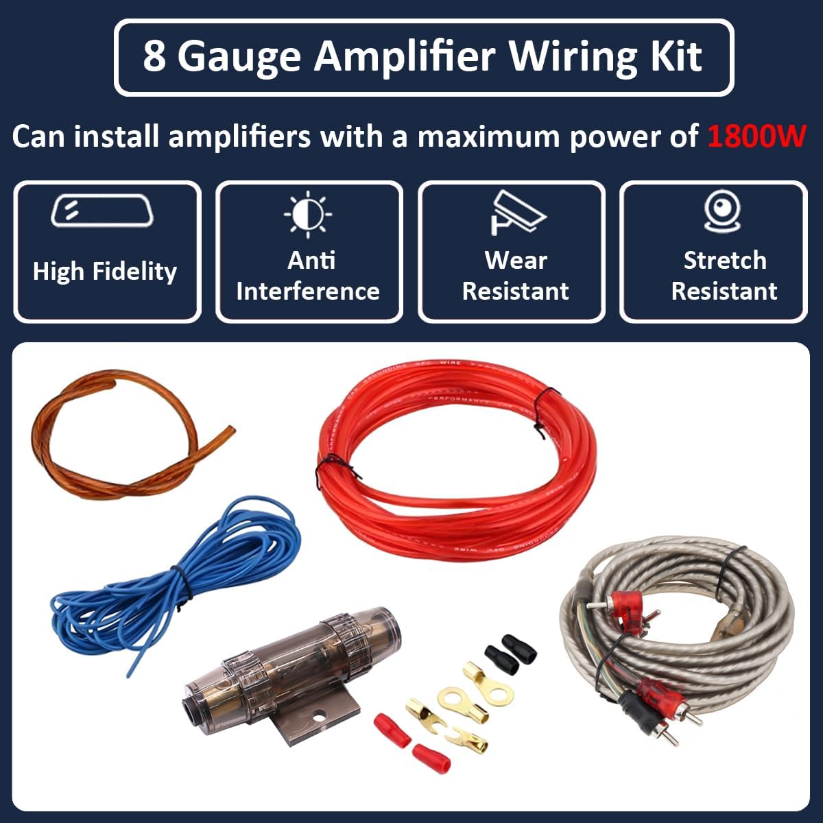 Kit cables instalación audio 1800w coche