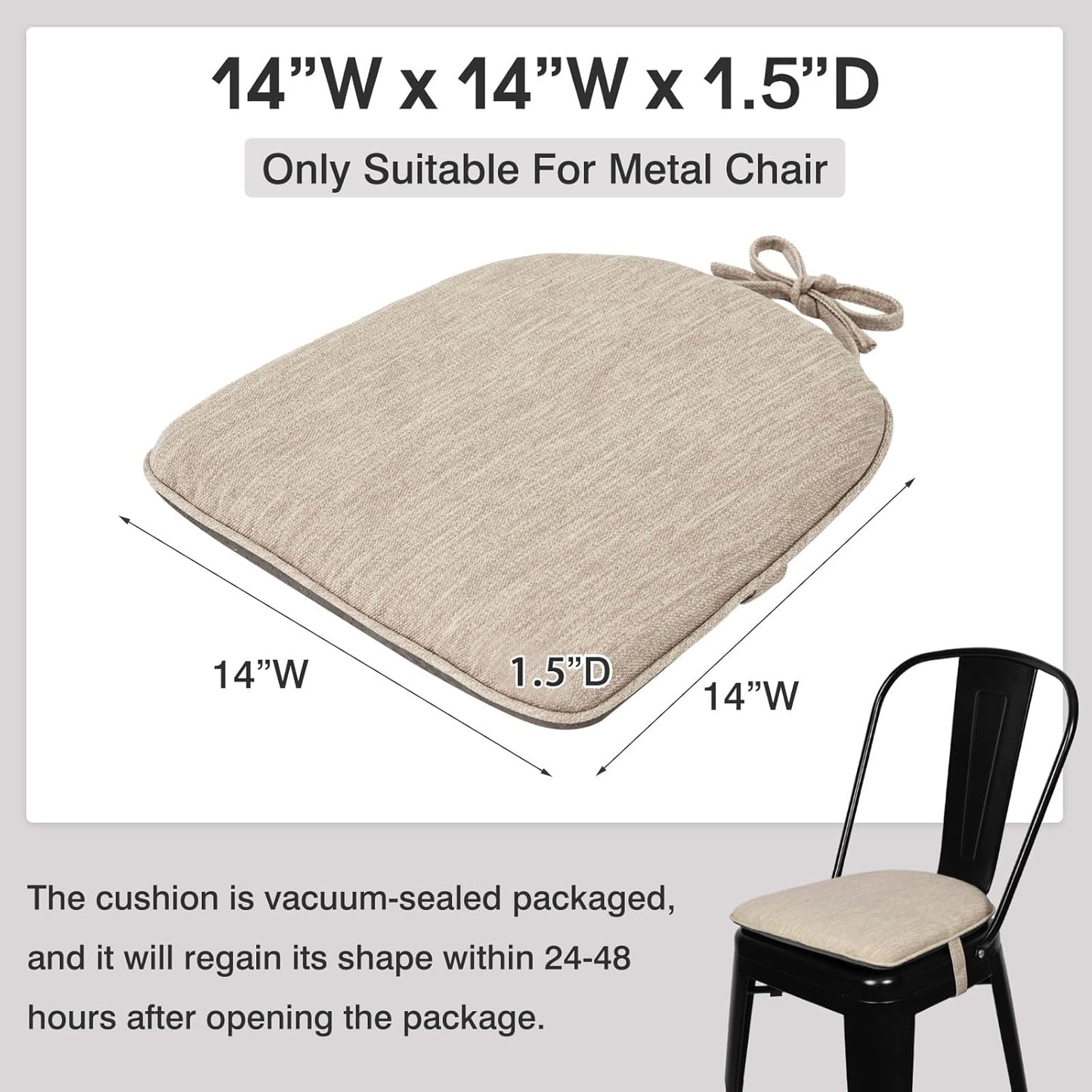 4 Cojines Viscoelástica Sillas Metal con Laços 14x14pulg