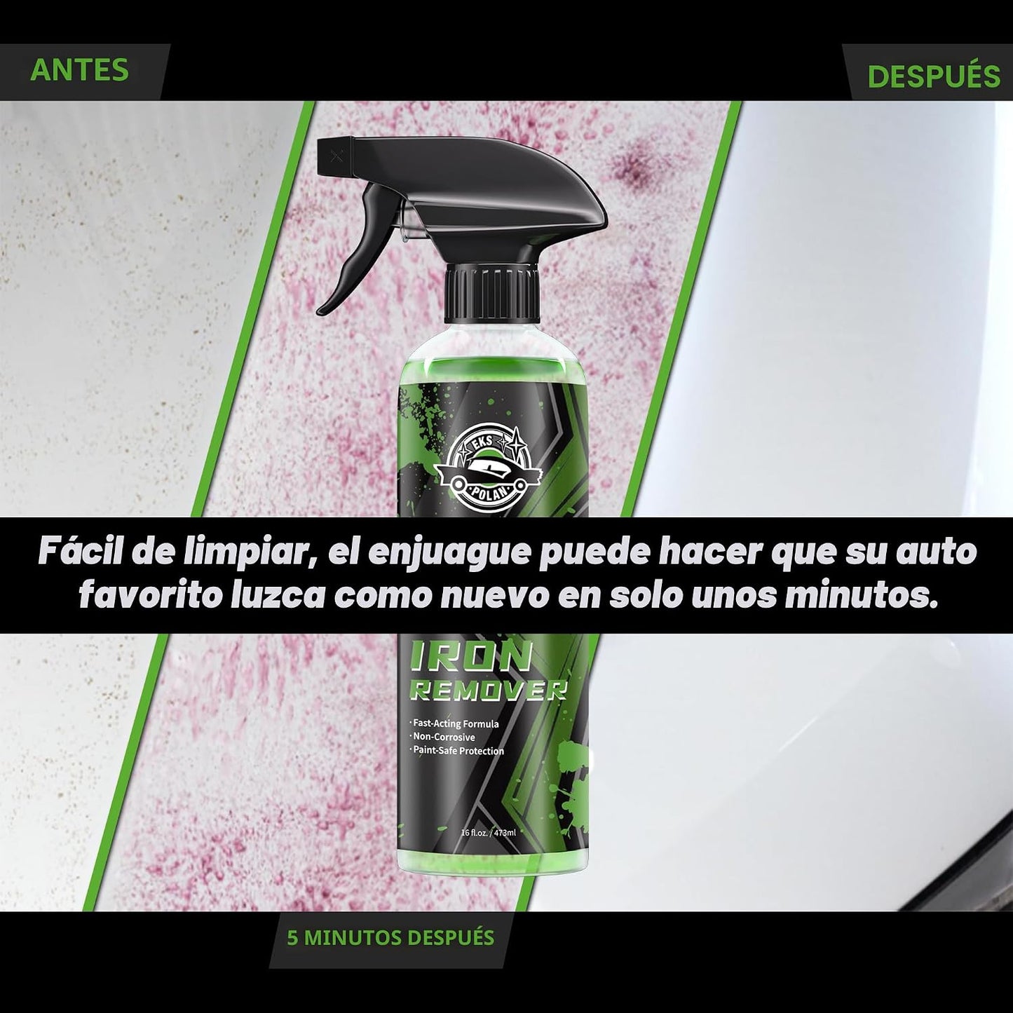 Removedor de hierro spray para automóvil 16oz ph neutro