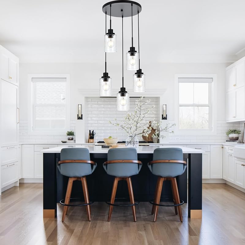 Lámpara colgante 5 luces racimo cristal cocina comedor