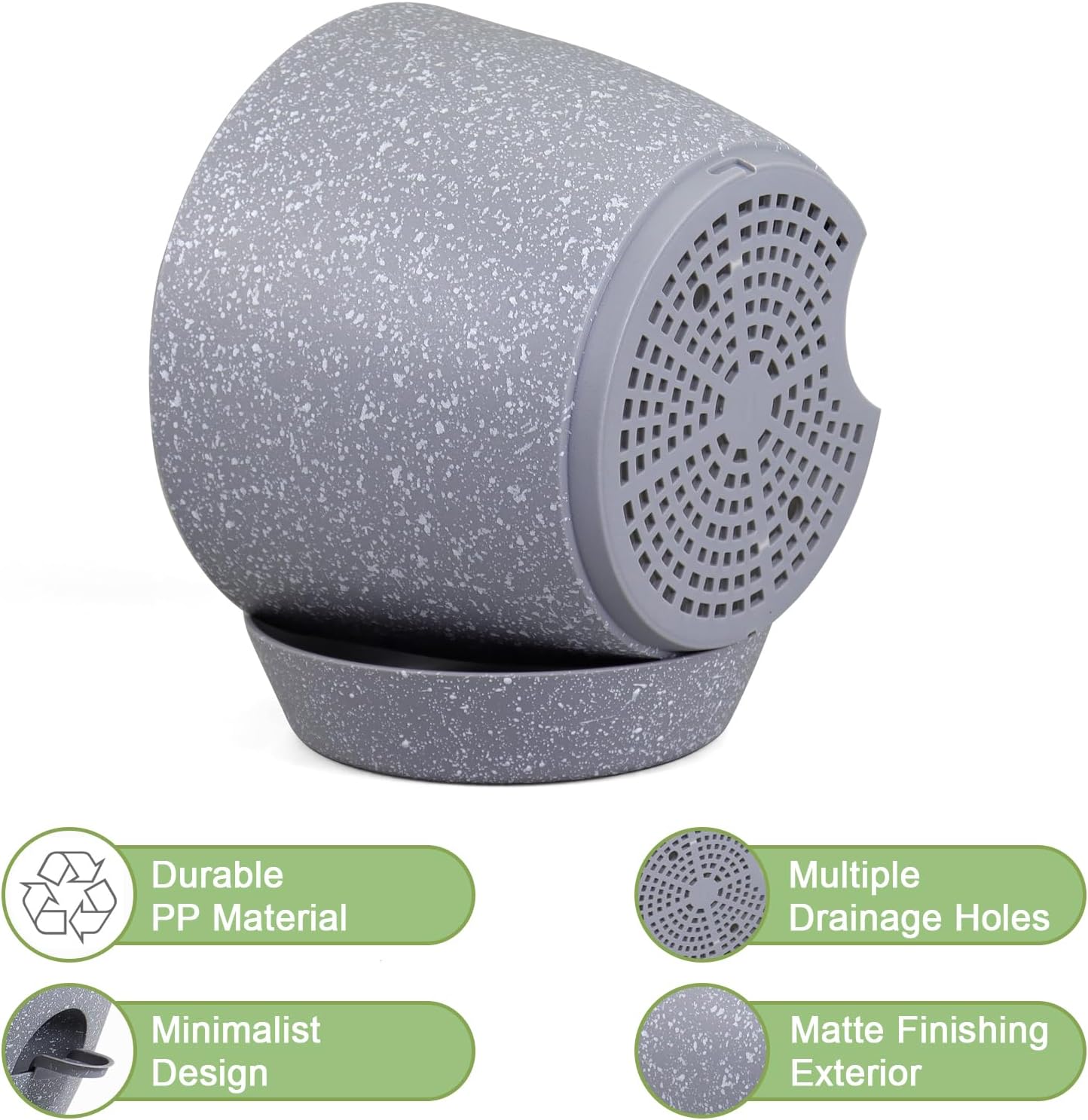 Maceta riego automático 12" plástico con drenaje