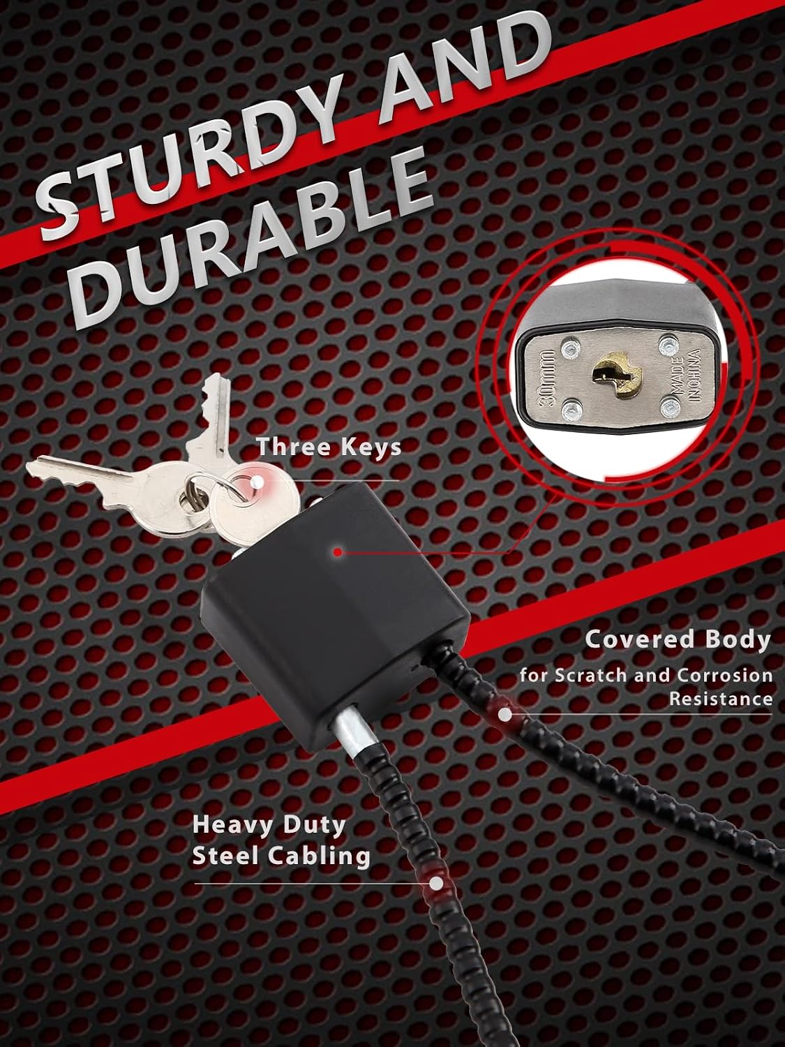 Cerraduras cable con llaves casco resistente 15pulg