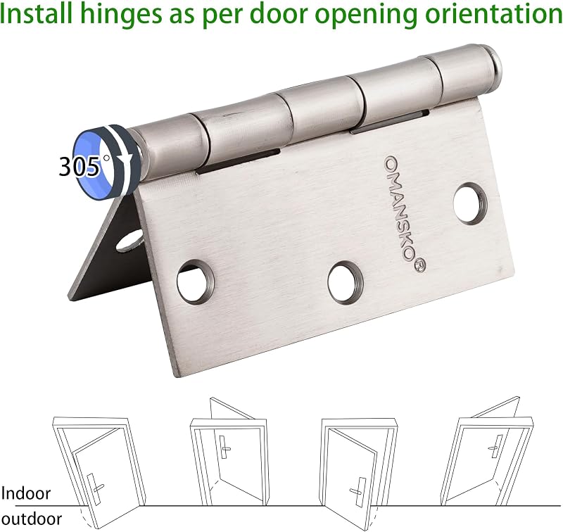 24 Bisagras Puerta Níquel Cepillado 3.5x3.5" Interior