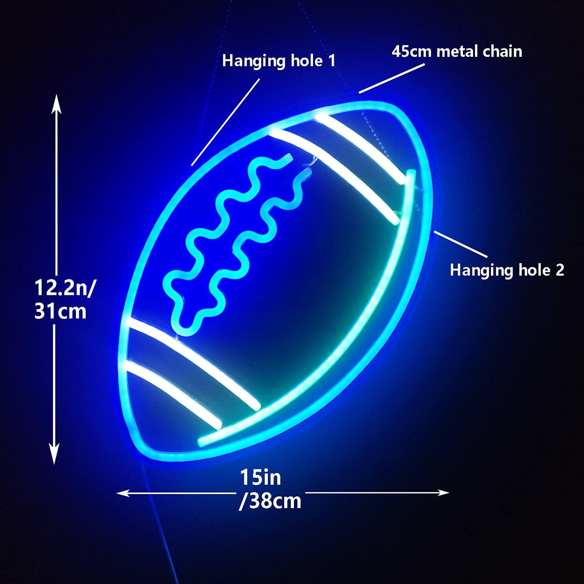 Letrero neón fútbol azul para dormitorio y fiestas