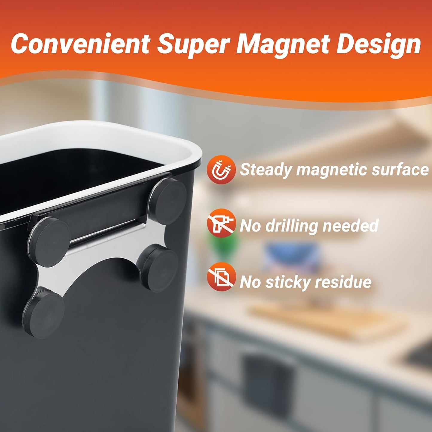 Basurero magnético 2.1gal soporte utensilios parrilla cocina
