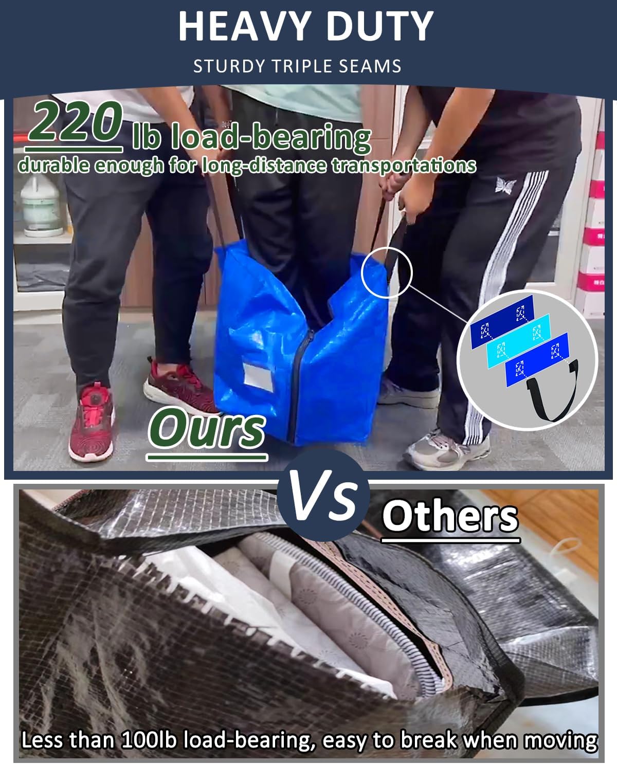 Bolsas mudanza grandes con asas 6 pzas cremallera suave